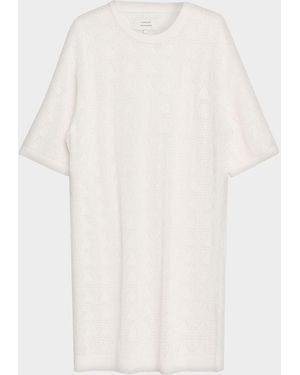 Loulou de Saison Armas Pointelle Knit Short-Sleeve T-Shirt Dress - White