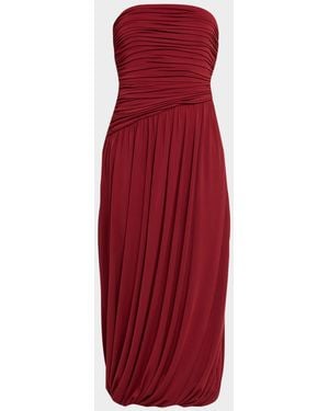 Cinq À Sept Rosine Draped Strapless Midi Dress - Red