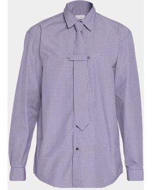 Dries Van Noten Apos;S Cilian 4063 Check Button-Front Shirt With Tie - Purple
