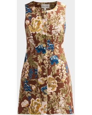 Cara Cara Rhapsody Floral Linen Mini Dress - Metallic