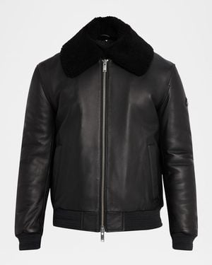 Moose Knuckles Apos;S Toba Bomber Jacket With Shearling Collar - Black