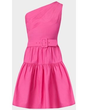 Shoshanna Crawford One-Shoulder Cotton Faille Mini Dress - Pink