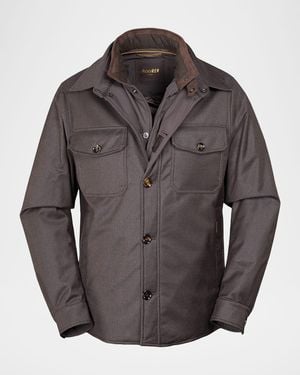 Moorer Apos;S Duino-Ll Waterproof Wool-Cashmere Flannel Overshirt - Brown