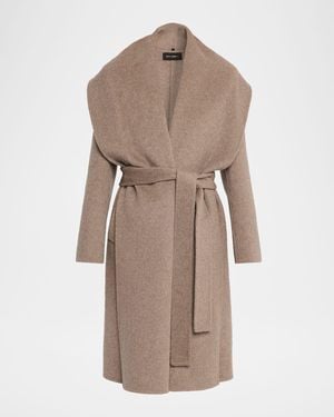 Kobi Halperin Yael Shawl-Collar Wrap Coat - Natural