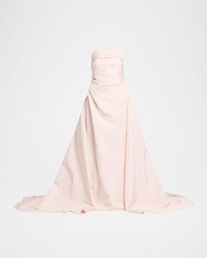 Pamella Roland Draped Silk Faille Gown - Pink