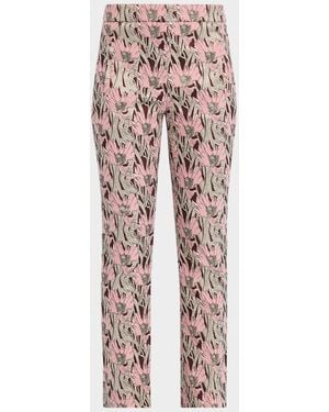 Veronica Beard Arte Metallic Floral Pants - Multicolor