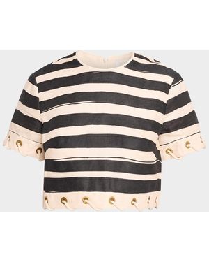 Zimmermann Rebellion Stripe Rope Crop Top - White
