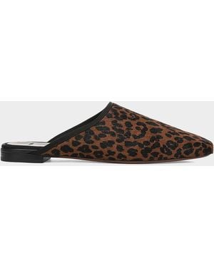 Vince Dakota Leopard Calf Hair Mules - Brown