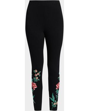 Johnny Was Celiora Embroidered Cotton-Blend Leggings - Black