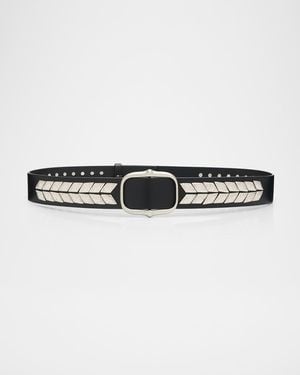 Isabel Marant Metal-Embellished Leather Belt - Black