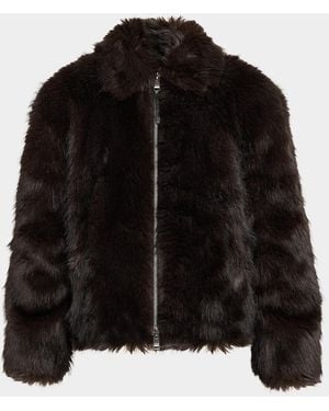 Purple Apos;S Faux-Fur Shawl Jacket - Black