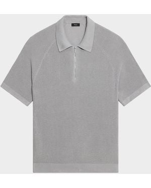 Theory Apos;S Tactile Cotton Quarter-Zip Polo Shirt - Gray