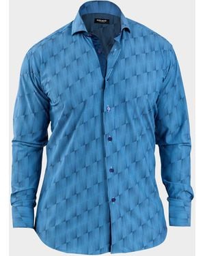 Maceoo Apos;S Einstein Abstract Linework Stretch Sport Shirt - Blue