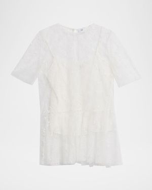 Adam Lippes Dido Floral Lace Tulle Top - White