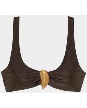 Jonathan Simkhai Veyra Shell Bikini Top - Brown