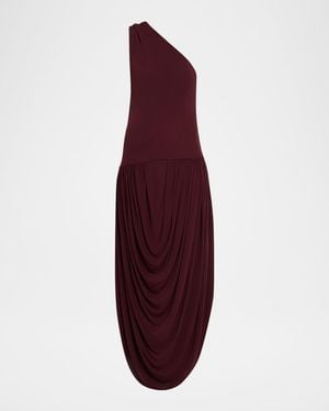 Brandon Maxwell Mila Draped One-Shoulder Maxi Dress - Purple
