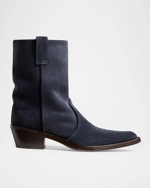 KHAITE Clive Suede Ankle Boots - Blue