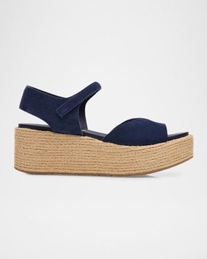 Pedro Garcia 50Mm Nirvana Suede Midi Platform Espadrilles - Blue