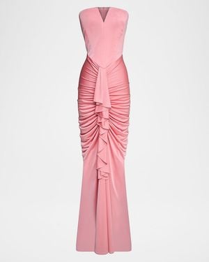 Et Ochs Selena Strapless Draped Column Gown - Pink