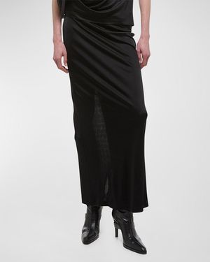 Helmut Lang Fluid Jersey Maxi Skirt - Black