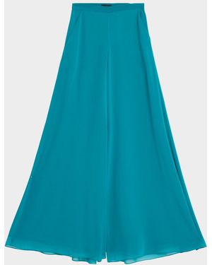 LAPOINTE Lightweight Georgette Wide-Leg Pants - Blue