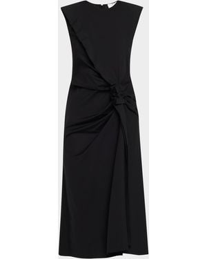 Mantu Sleeveless Ruffle Cotton Midi Dress - Black