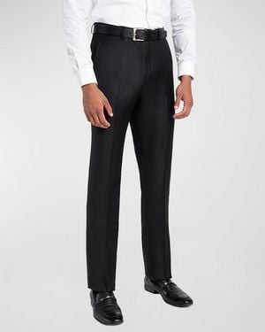 Santorelli Loro Piana Wool Comfort Waistband Pants - Black
