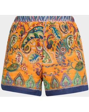 Etro Paisley Ramie Shorts - Orange