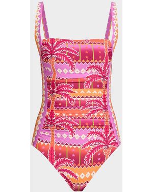Johnny Was Marilyn Printed Ruched One-Piece Swimsuit - Pink