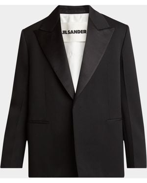 Jil Sander Satin Peak Lapel Evening Jacket - Black