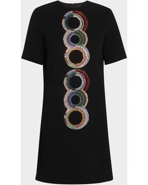 Libertine Sonia Crystal Short-Sleeve Shift Dress - Black
