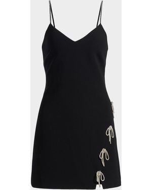 Cinq À Sept Rella Corded Rhinestone Bow Mini Dress - Black