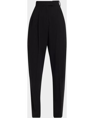 Michael Kors Dru Pleated Tapered Wool Pants - Black
