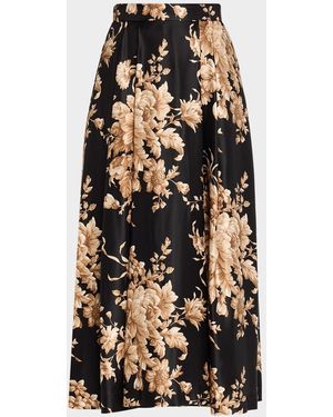Dolce & Gabbana Rose Douchesse Cretonne Midi Skirt - Black
