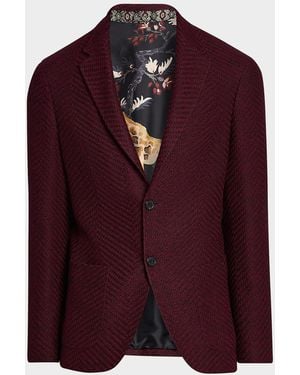 Etro Apos;S Wool Jersey Jacquard Single-Breasted Sport Coat - Red