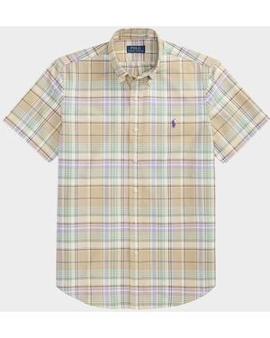 Polo Ralph Lauren Apos;S Classic-Fit Plaid Short-Sleeve Oxford Shirt - White