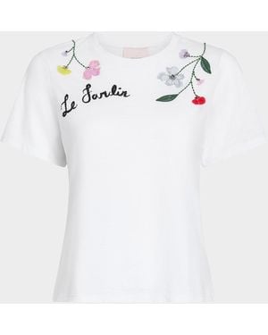 Cinq À Sept Floral Vine Shrunken Tee - White