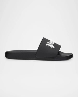 Palm Angels Apos;S Big Logo Pool Slides - Black