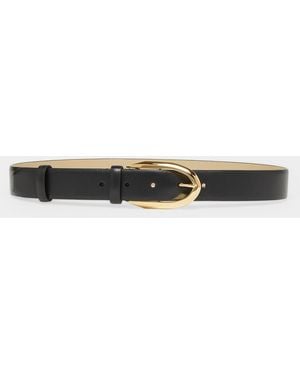 Givenchy Round Buckle Leather Belt, 30Mm - Natural