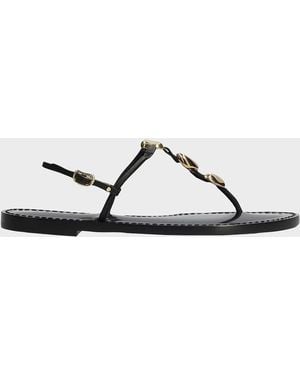 Amanu The Nairobi Leather T-Strap Sandals - Metallic
