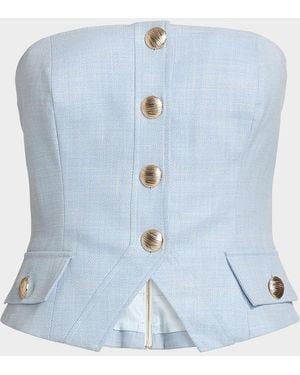 Generation Love Ellery Chambray Strapless Bustier Top - Blue