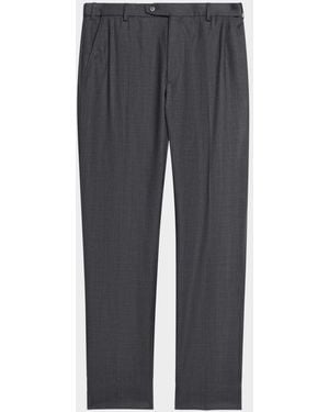 Brioni Apos;S Wool Textured Straight-Fit Formal Pants - Gray