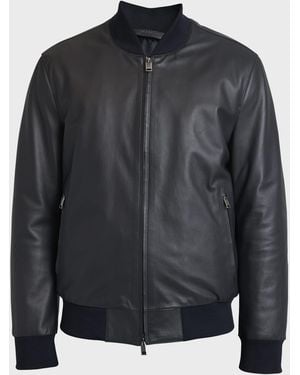 Brioni Apos;S Classic Leather Bomber Jacket - Blue