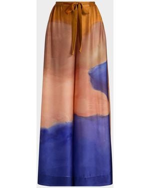 Ulla Johnson X Helen Frankenthaler Julien Silk-Chiffon Pants - Blue
