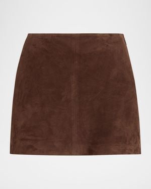 Arma Melody A-Line Suede Mini Skirt - Brown