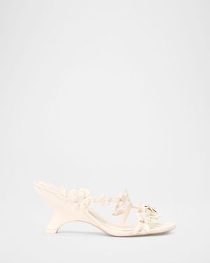 Jonathan Simkhai Willow Floral Applique Leather Sandals - Natural