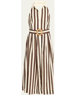 Cara Cara Quentin Belted Halter Midi Dress - White