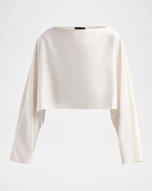 LAPOINTE Satin Boatneck Caftan Top - White