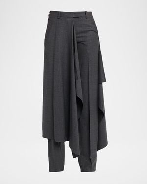 Michael Kors Asymmetric Overskirt Straight-Leg Pants - Gray