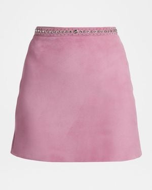 Versace Embellished Lamb Suede Mini Skirt - Pink
